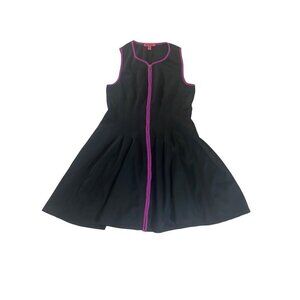 Betsey Johnson Women's Black Contrast Stripe Scuba Fit And Flare Skater Dress -